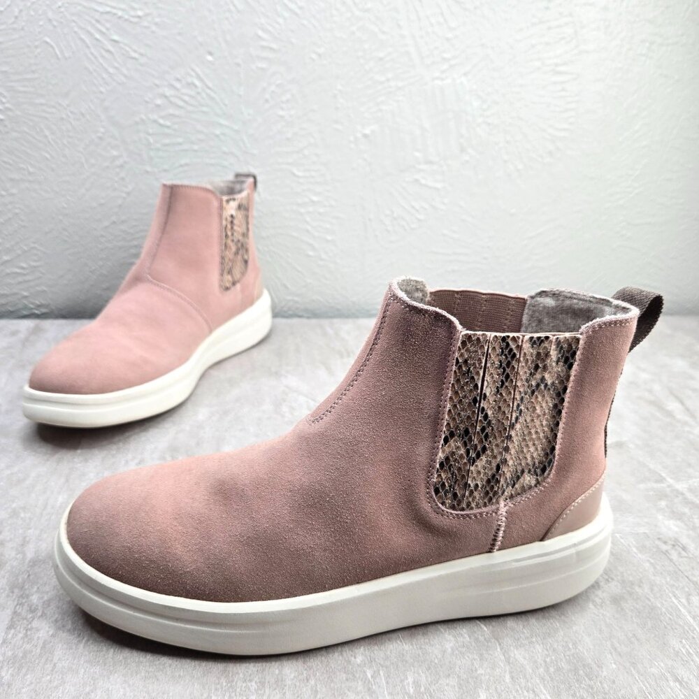 Hey Dude Chelsea Booties 11 Pink Snake Print Pull On Desert Platform Shoe Boots